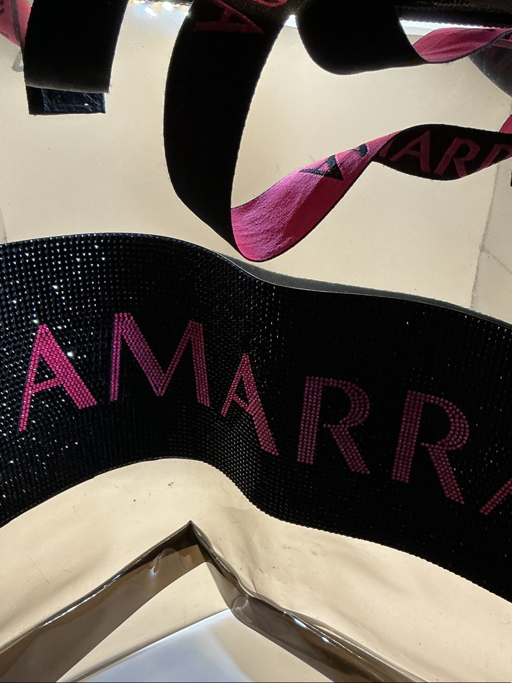 Black and Hot Pink Logo Ribbon Tote